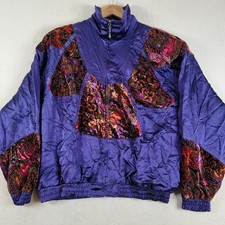 Vintage Purple Velour Lavon Windbreaker Track Suit Jackett Medium