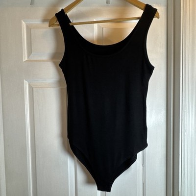Mango pop Scoopneck Black Sleeveless Bodysuit Women s Size XL NWT