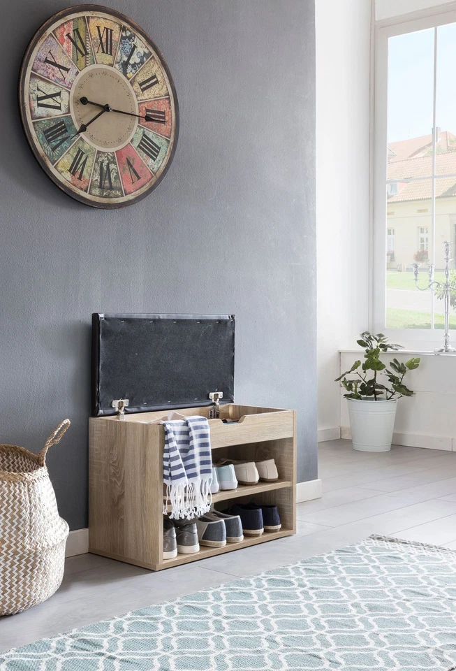 Schuhbank 60x40x30cm Garderobenbank Holz Sitzbank Kunstleder Flurbank Schuhtruhe - Bild 3 von 4