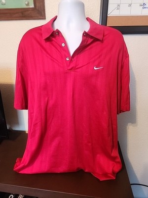 Nike TW Tiger Woods Golf Polo Shirt Mens XL Red Dri Fit Performance Wicking