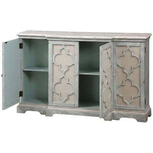 Uttermost Sophie 4-Door Transitional Wood Cabinet in Weathered Gray/Light Tan - Picture 5 of 12