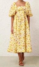 Zimmermann Lightburst Cut Out Midi Dress Yellow | Size 2 AU 12 UK 12 US 8
