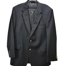 Jos. A. Bank Signature Gold Buttons Mens 46L Black 100 Wool Sport Coat Blazer