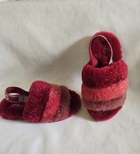 UGG Fluff Yeah Metallic Sparkle Multi Elastic Heel Strap Sandal/Slippers Size 11