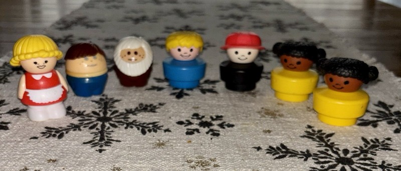 Vintage Fisher Price BIGGER Little People, Tikes, Shellcore 7 Pc.