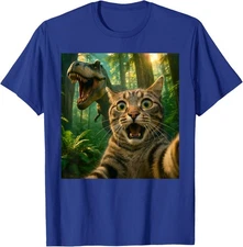 Cat Selfie with a T-Rex Funny Dinosaur Humor Unisex T-Shirt