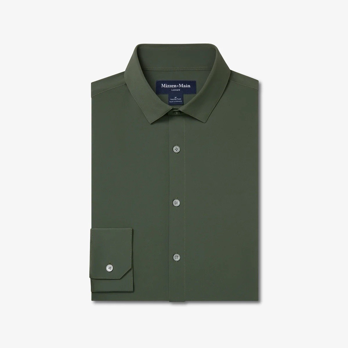 Mizzen+Main Leeward No Tuck Sz M Trim Fit Performance Dress Shirt Olive  Green | eBay