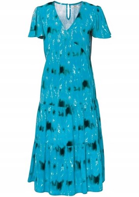 Neu Midikleid Gr 46 Türkis Dunkelblau Sommerkleid Midi-Kleid Freizeitkleid Dress