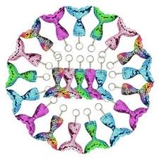 20 PCS Glitter Mermaid Tail Keychains for DIY Projects and Crafts, Mermaid
