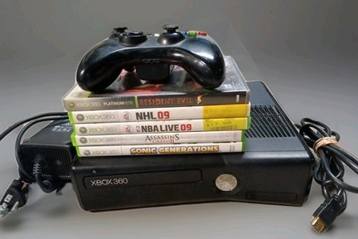 Xbox 360 S Bundle 100gb, Power Supply, HDMI, Controller, 5 Games Tested Working