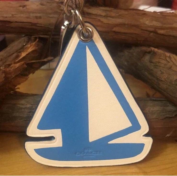 COACH Cuero de becerro Velero Llavero Llavero Dije Bolso Monedero FOB Ocean Sunset Foto 3 de 4