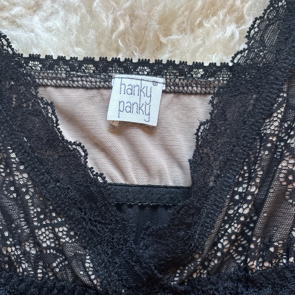 Camisón Babydoll Hanky Panky Chemise Talla XS Negro Sábana Malla y Encaje Elegante  Foto 2 de 4