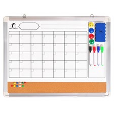 Dry Erase Calendar for Wall - Whiteboard Calendar with Cork Board 24 x 18 in ...