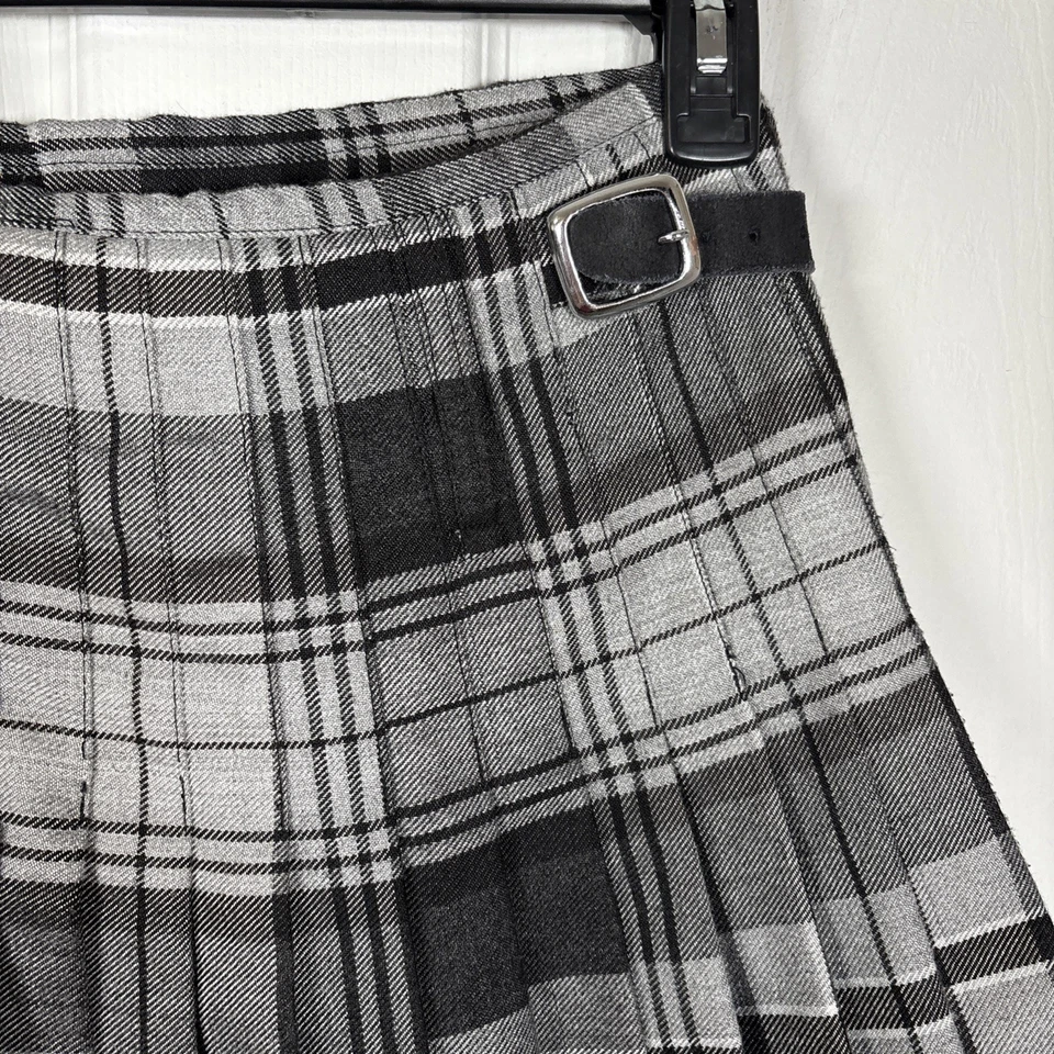 "The Kilt Negro Gris Tejido Tartán Escocés Tradicional 25"" Cintura 17"" Largo Cuadros" Foto 4 de 4