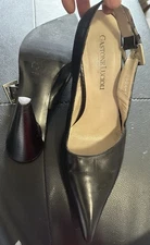 Gastone Lucioli 38.5 (US 7.5) Made In Italy Pointed Toe Black sling back Adjust