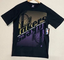 VTG NBA LA Lakers Graphic T Shirt M Black Purple NWT UNK Logo Street Athletic