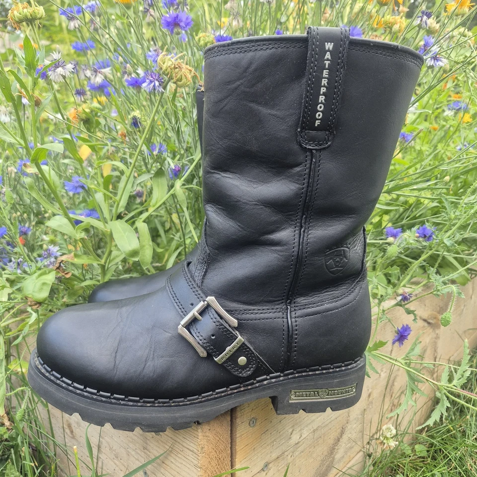 Ariat металлические крепления сплава H2O черный мотоциклетные ботинки мужской размер 10EE - Изображение 2 из 4