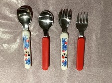 Vintage Evenflo Mickey Mouse And The First Years Stainless Steel Spoons 5" Used