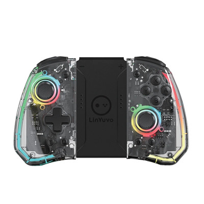 Linyuvo KS40 Transparent Wireless Gamepad for Switch/Oled with 8 Color Led,Turbo
