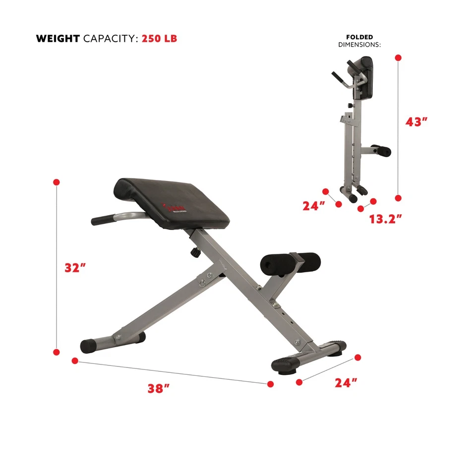 Silla romana plegable de hiperextensión de 45 grados Sunny Health & Fitness - SF-BH6629 Foto 4 de 4
