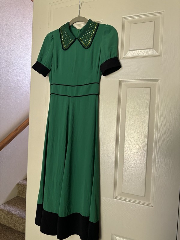Girls No. 21 Italy Abito Dress Green 00 XXS Italian Runway Sample Silk 36 US 14