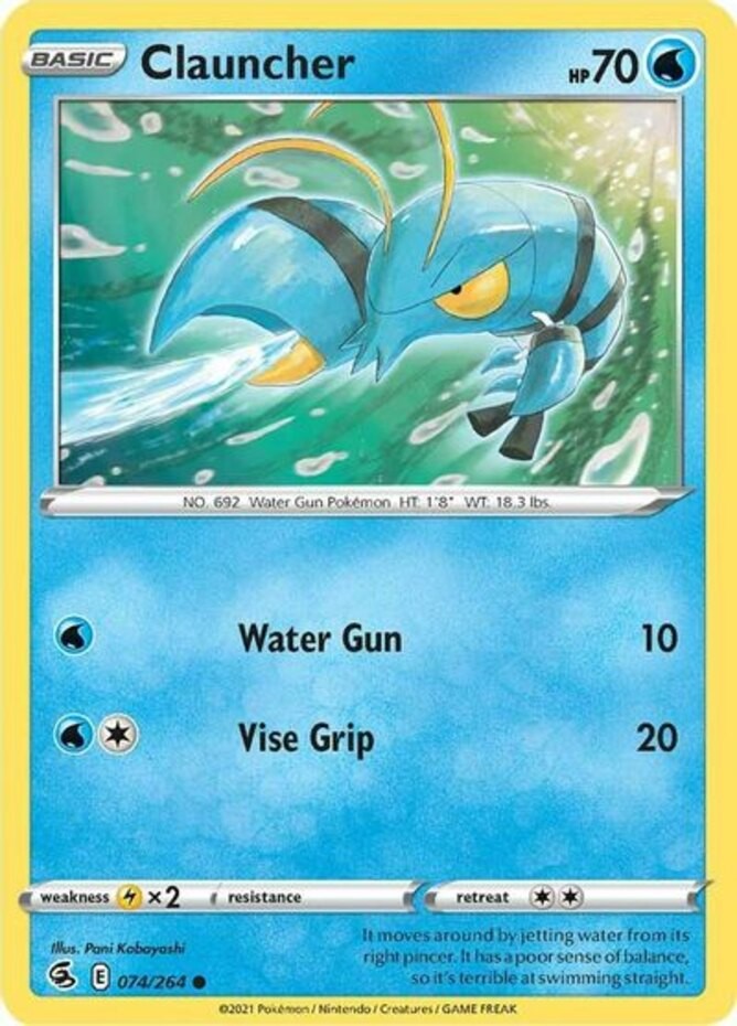 Clauncher - 074/264 - Common (Lp) Fusion Strike - Water Pokémon