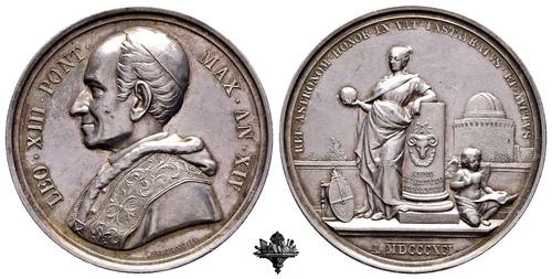 PONTIFICAL STATE Medal the Vatican Specola 1891 SILVER Pope Leo X year XIV