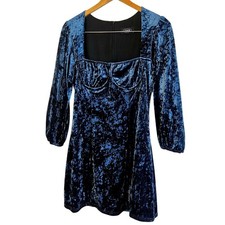 Size L – Cider Crushed Velvet Navy Long Sleeve Renaissance Dress
