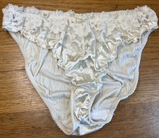 Vtg Victoria  s Secret Shiny Nylon Bikini Panties Lace High Cut Coquette