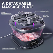 Collapasible Foot Spa Bath Massager with Heat, Pedicure Foot Spa with Bubbles...