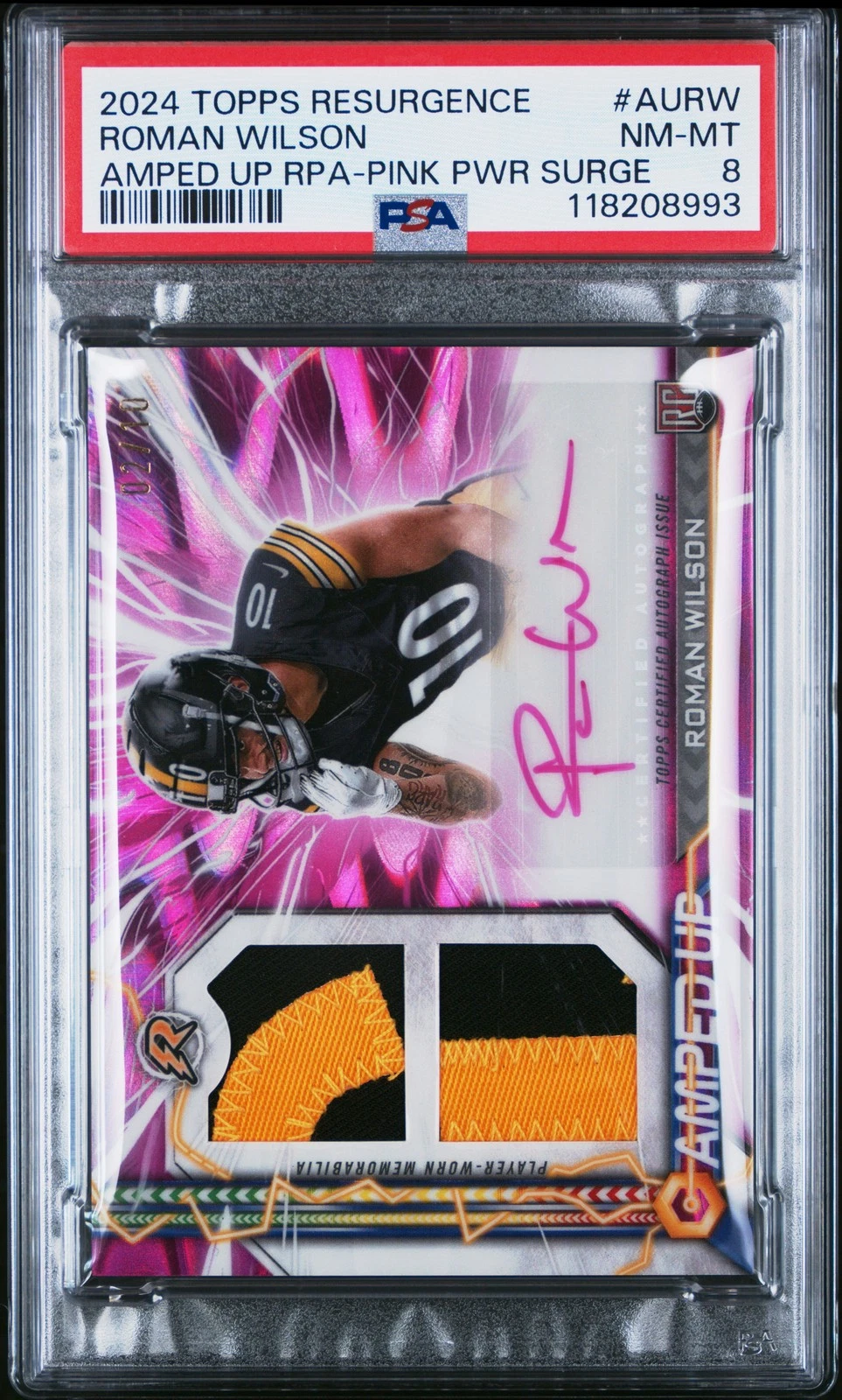 Roman Wilson Topps Resurgence Amped Up Rookie Patch Autographs #AURW Pink Power Surge