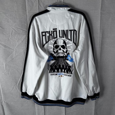 00s Ecko ホログラムブルゾン スウィングトップ Bboy ストリート Ecko Unltd Mens XXL Track Jacket White Skull Graphic Full Zip