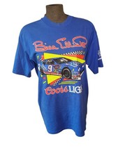 Vtg Mens 1991 Nascar Bill Elliott Coors Light T-shirt Mens XL Blue Racing Hanes