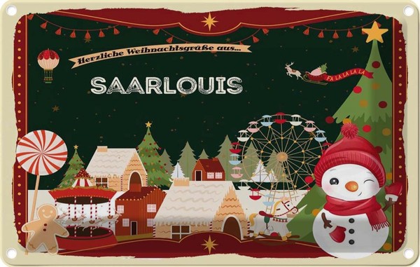 Blechschild 12X18 Cm Weihnachten Saarlouis Deko Geschenk Metall Schild-image