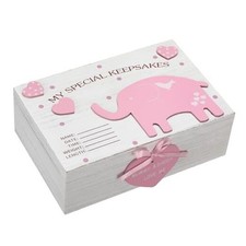 3D Wooden Baby Boys Memories Keepsake Box Baby Girls Elephant First Pink