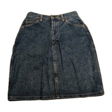 Vintage Lee Denim Skirt Jean Skirt High Waisted Mormon Modest 26" Waist 19" Long
