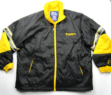 Vtg 1990s Pittsburgh Steelers Pro Player Spellout Black XL Puffer Jacket NFL