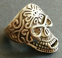 ANCIENT MEMENTO MORI RING OLD VINTAGE SILVER COLOR LEGIONARY RING