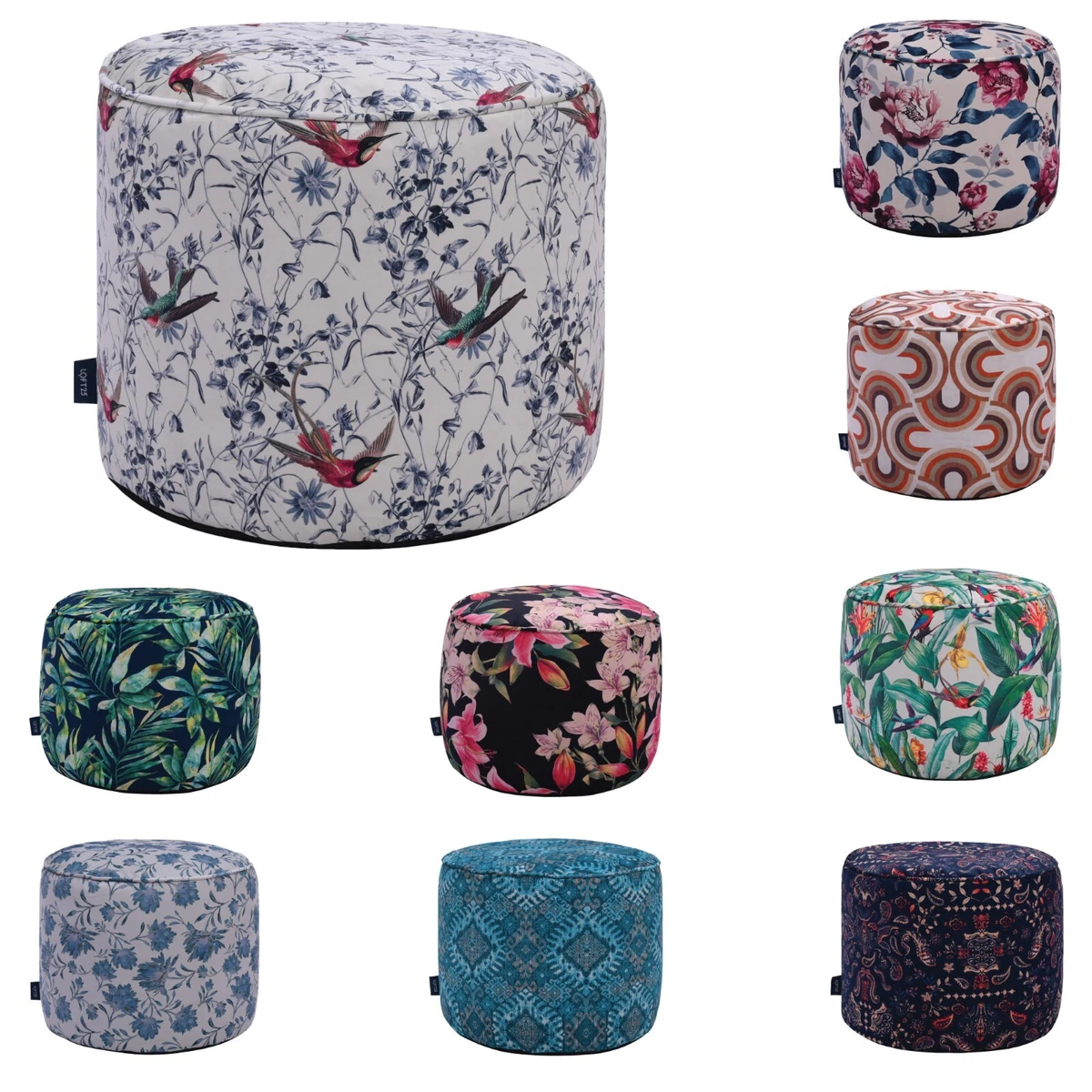 Printed round ottoman deals