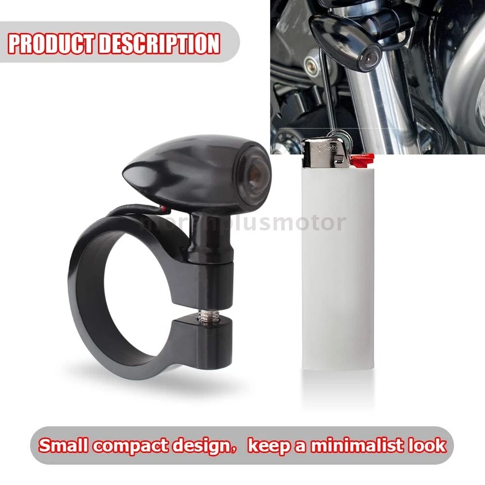 Luz de señal de giro LED para motocicleta 41 mm abrazadera de horquilla delantera trasera negra para Harley Foto 4 de 4