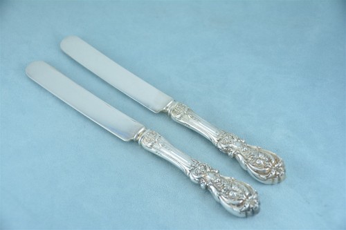 2 Reed & Barton Francis I Sterling 9" Old French Blunt Dinner Knife Monogram