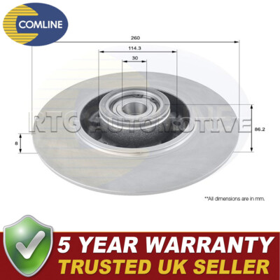 Comline Rear Brake Disc Fits Renault Clio 2012- Scenic 2009- Megane 2008- #1