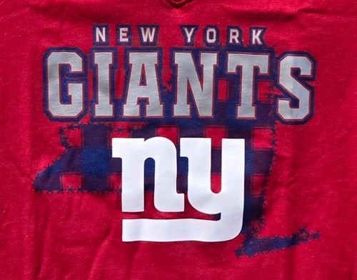 New York Giants NFL Team Apparel Girls' Large 10/12 V-Neck Cap Sleeve Red Tee - Picture 2 of 6