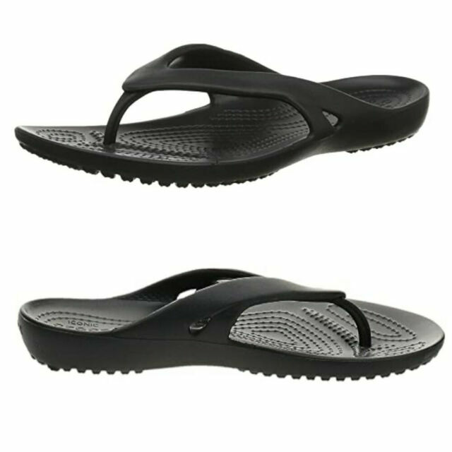 womens black croc flip flops