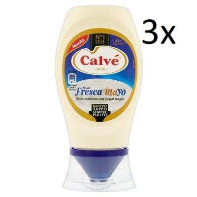 3x Calvè bontà fresca mayo mit fettarmem Joghurt würzen squeeze sauce 225 ml