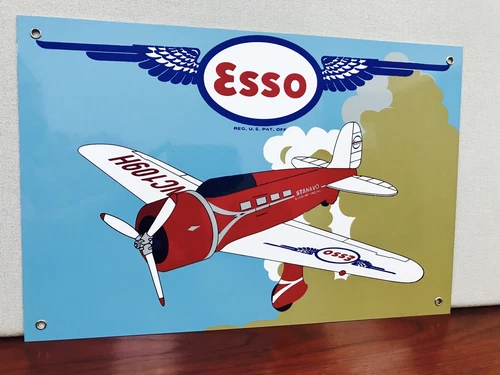Esso Exxon Aviation  Oil Gasoline Racing Gas vintage Style sign 18x12