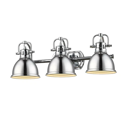 Golden Lighting Duncan 3 Light Bath Vanity Chrome Bath Light 3602-BA3 - Picture 2 of 5