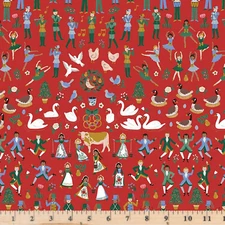 A Pear-fect Christmas Twelfth Day Red C14970  100% Cotton Fabric by half yard
