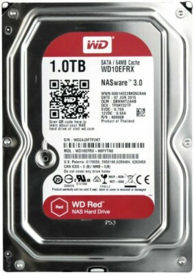 WESTERN DIGITAL RED WD10EFRX 1TB 5400U/min 64MB SATA III NASware 3.0 3.5'' Zoll