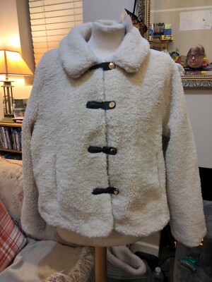 ZARA SOFT SHERPA OVERSIZED JACKET CREAM SIZE L BNWT